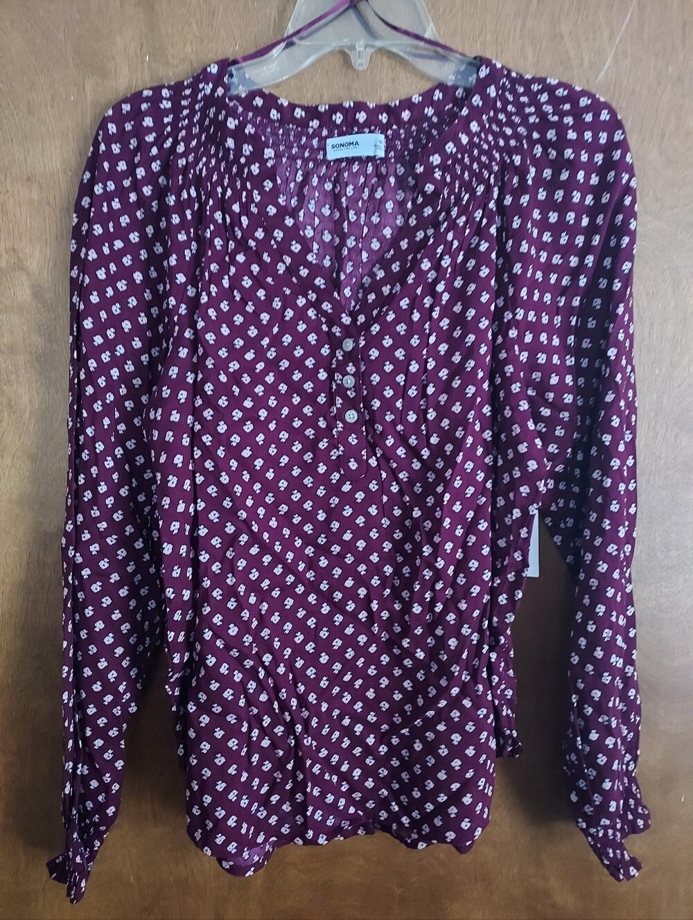 Sonoma Dainty Floral V-Neck Button Blouse NWT